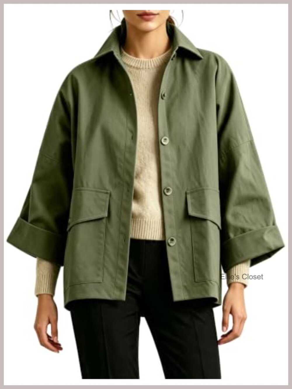 100% Cotton Oversized Utility Jacket Casual Coat Women's Fall Spring